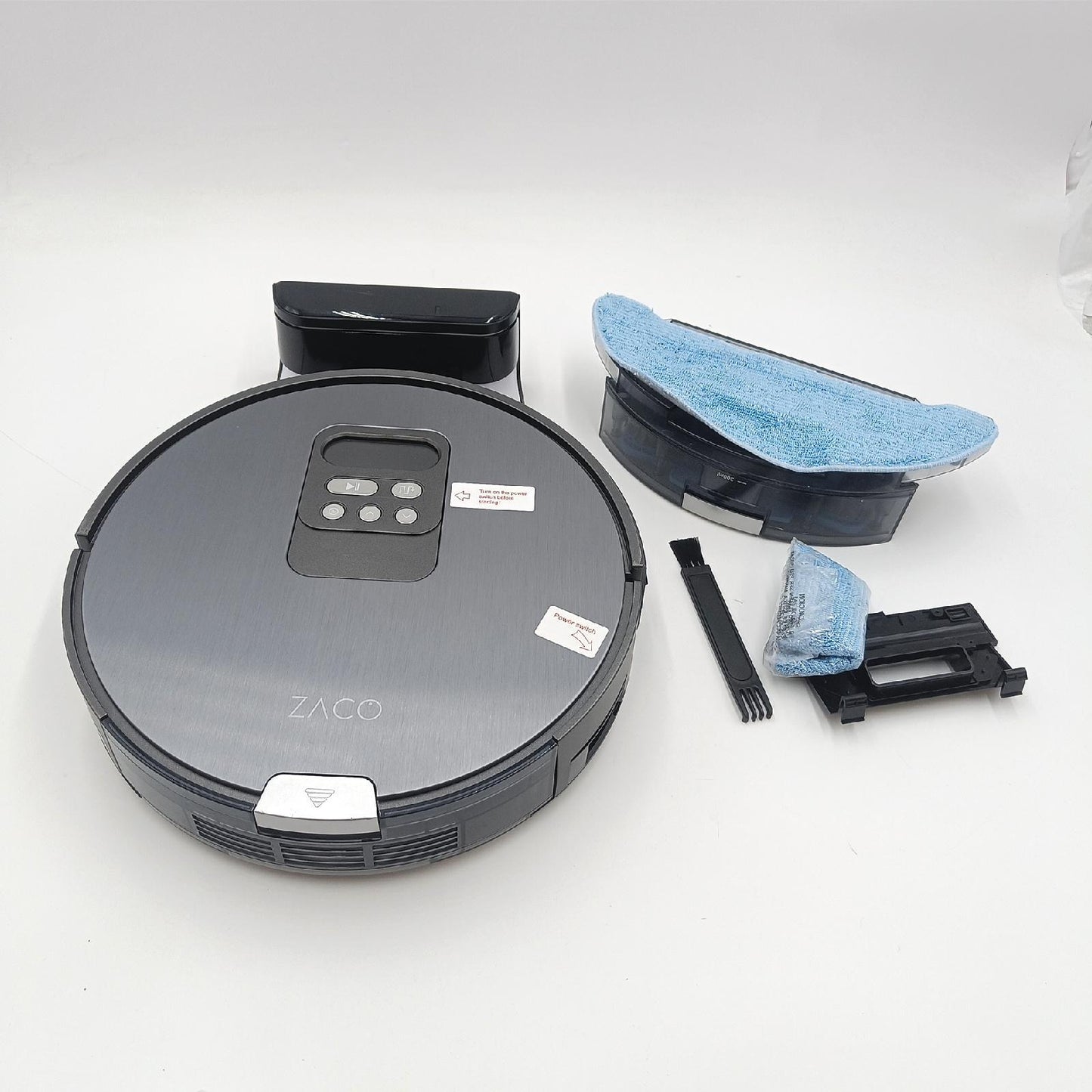 ZACO V80 Saugroboter mit Wischfunktion, intelligente Navigation, automatischer Staubsauger Roboter, 2in1 Wischen oder Staubsaugen, für Hartböden, Fallschutz, mit Ladestation, ideal für Tierhaare, Grau