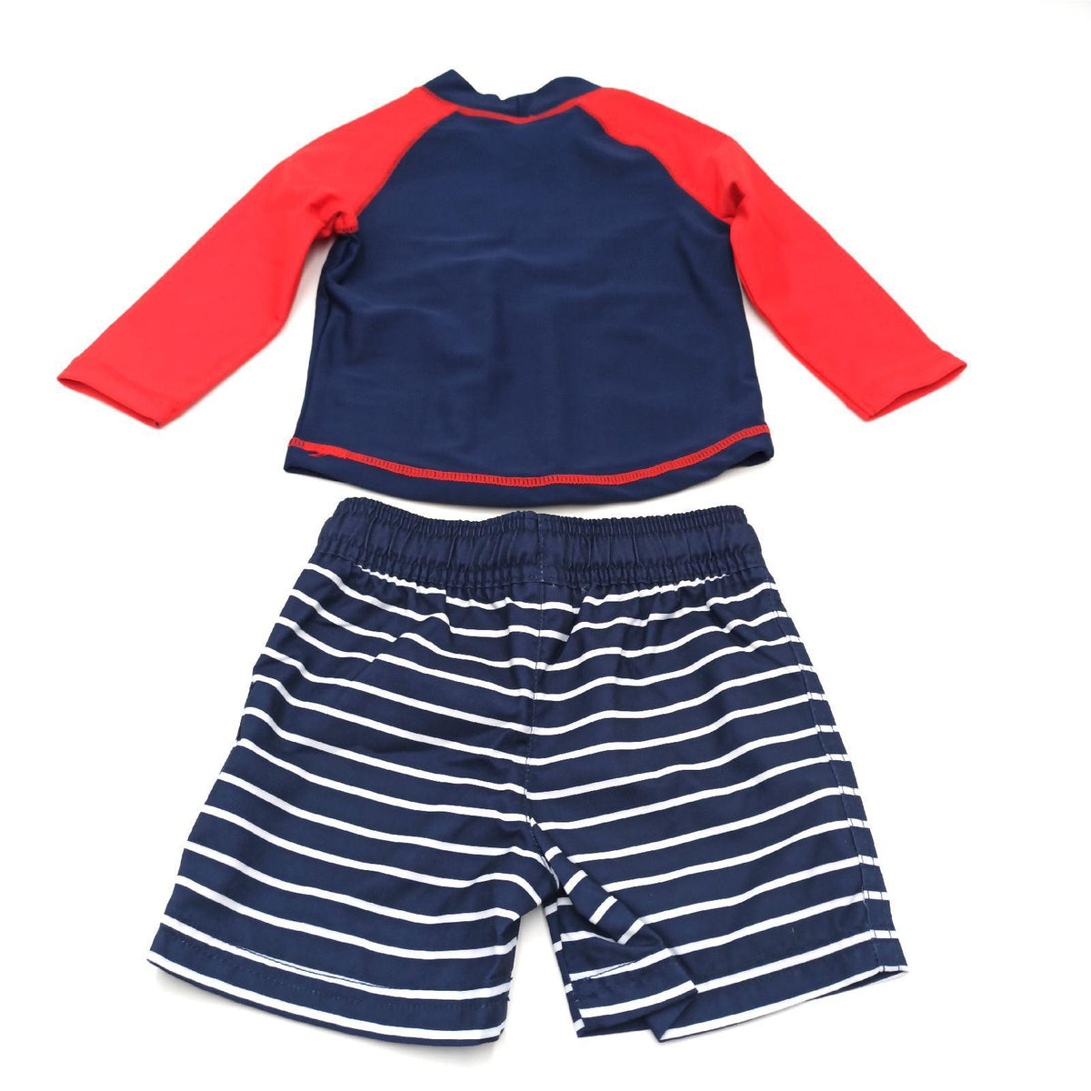 Simple Joys by Carter's Baby Jungen Swimsuit Trunk and Rashguard Rash-Guard-Set Marineblau Rot Anker/Weiß Streifen 12 Monate