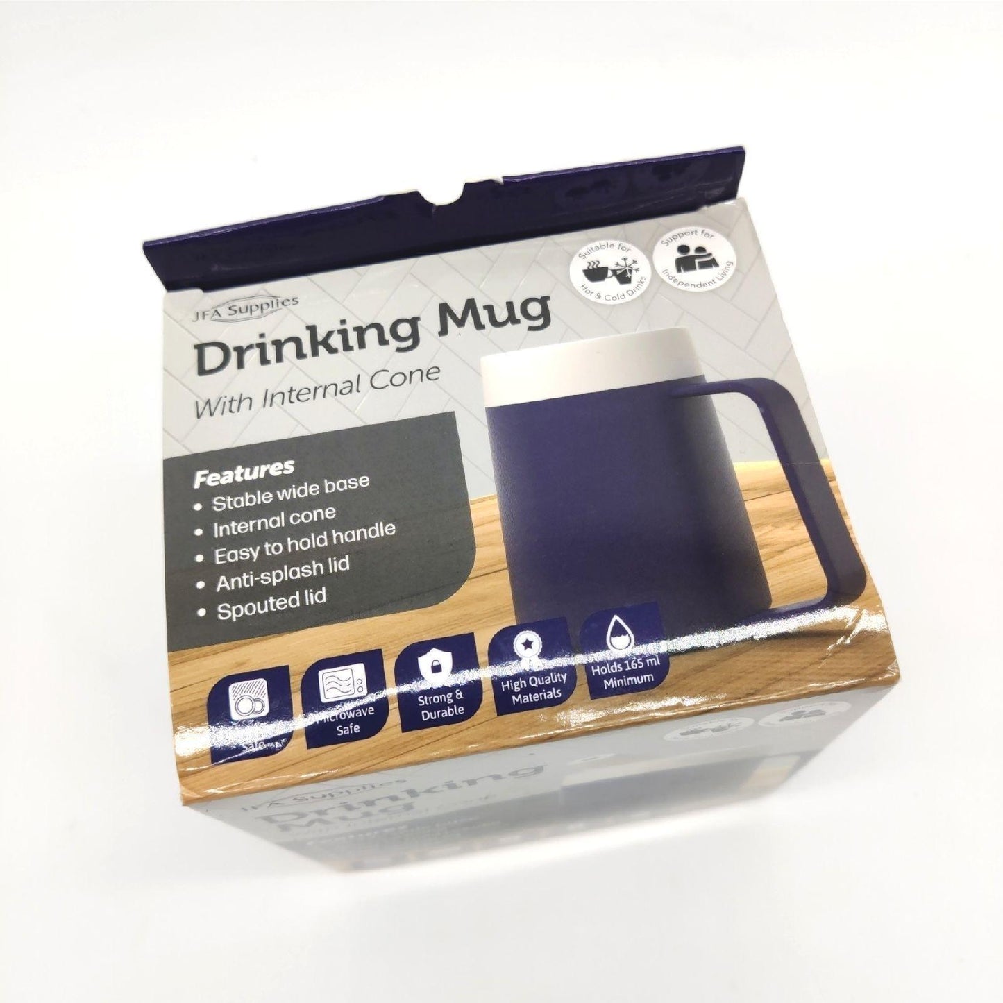 JFA Supplies Trinkbecher Haushaltswaren 165 ml Auslaufsicher Blau Griff Ergonom