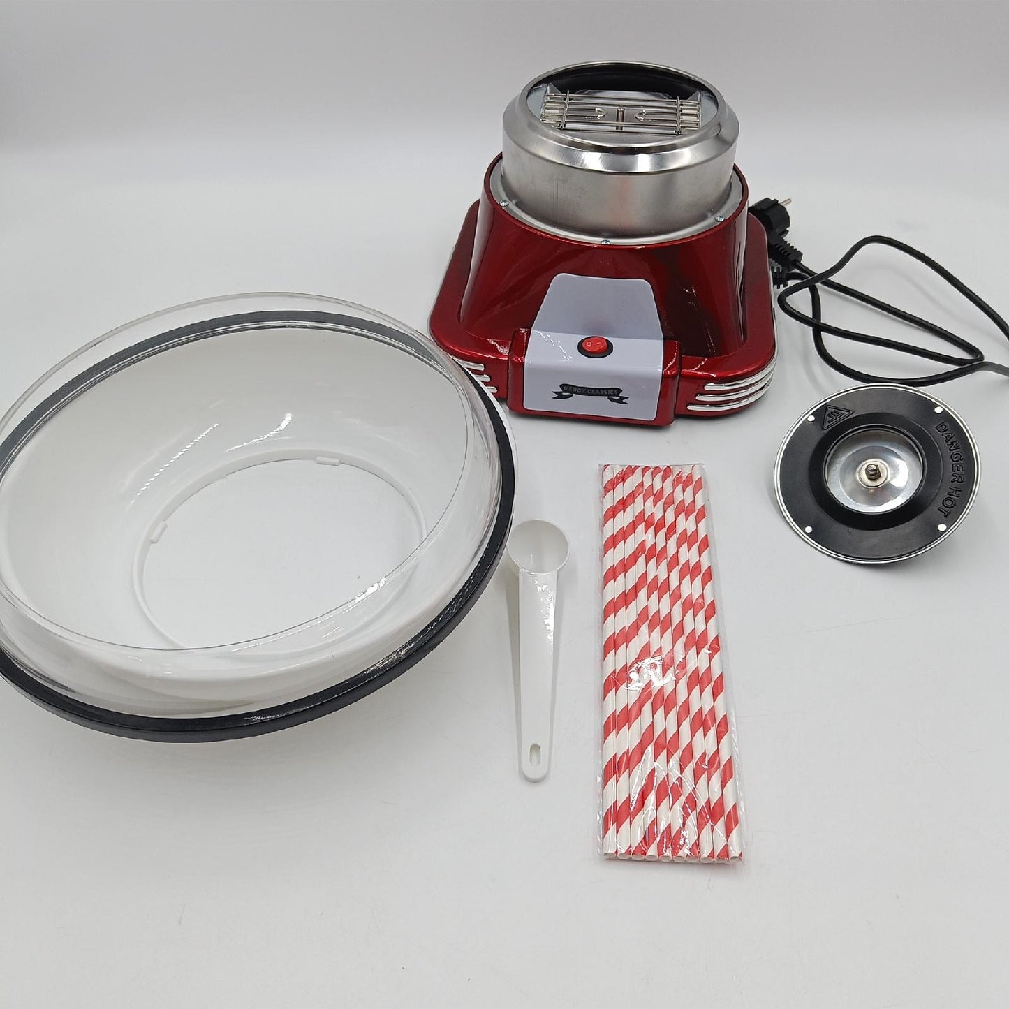 Gadgy Zuckerwattemaschine Retro Cotton Candy Machine Zucker Zuckerfreie Harte S??igkeiten 500W Rot Wei? Spaß