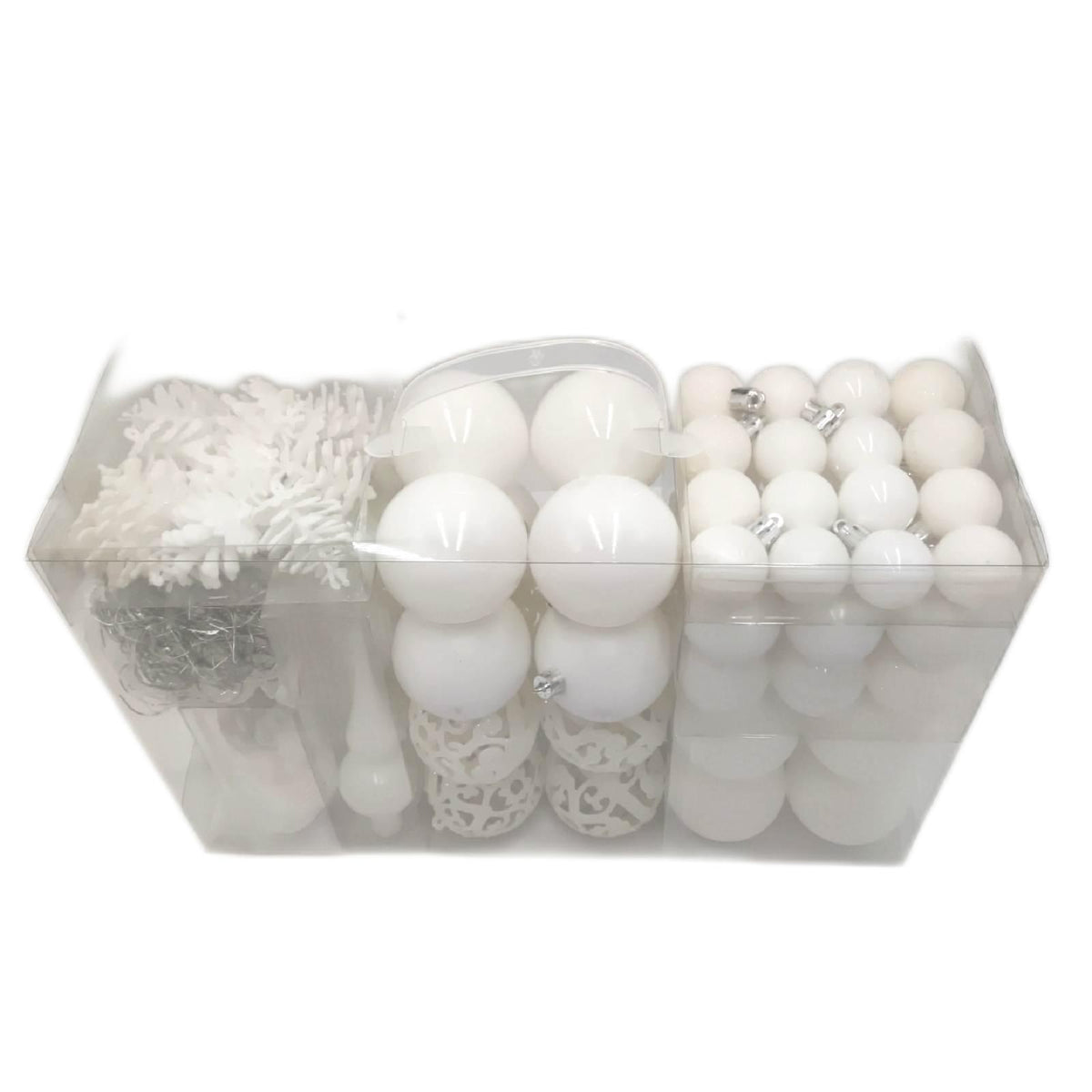 BRUBAKER 101-teiliges Set Weihnachtskugeln mit Baumspitze Creme Weiß