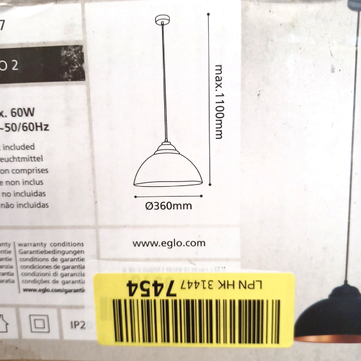 EGLO Pendellampe Beleuchtung Truro Industrial Vintage Design Decke Lampe Retro
