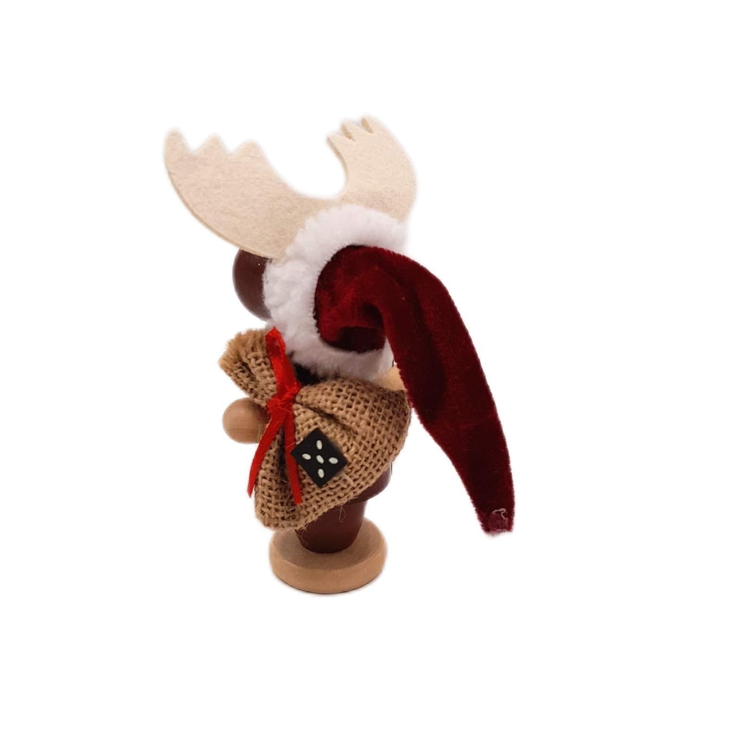 Dekohelden24 Holz Räucherfigur Weihnachtsdeko Lustiger Elch mit Jutesack