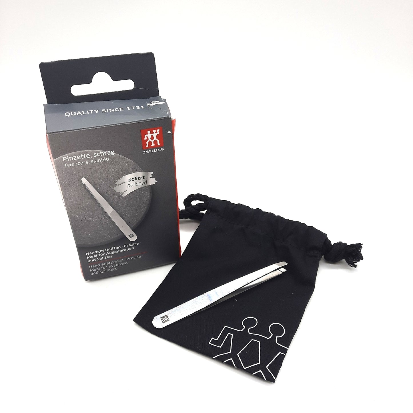 Zwilling Classic Inox schräge Pinzette Augenbrauen Haarentfernung rostfreier Edelstahl mattiert 90 mm 78130-101-0