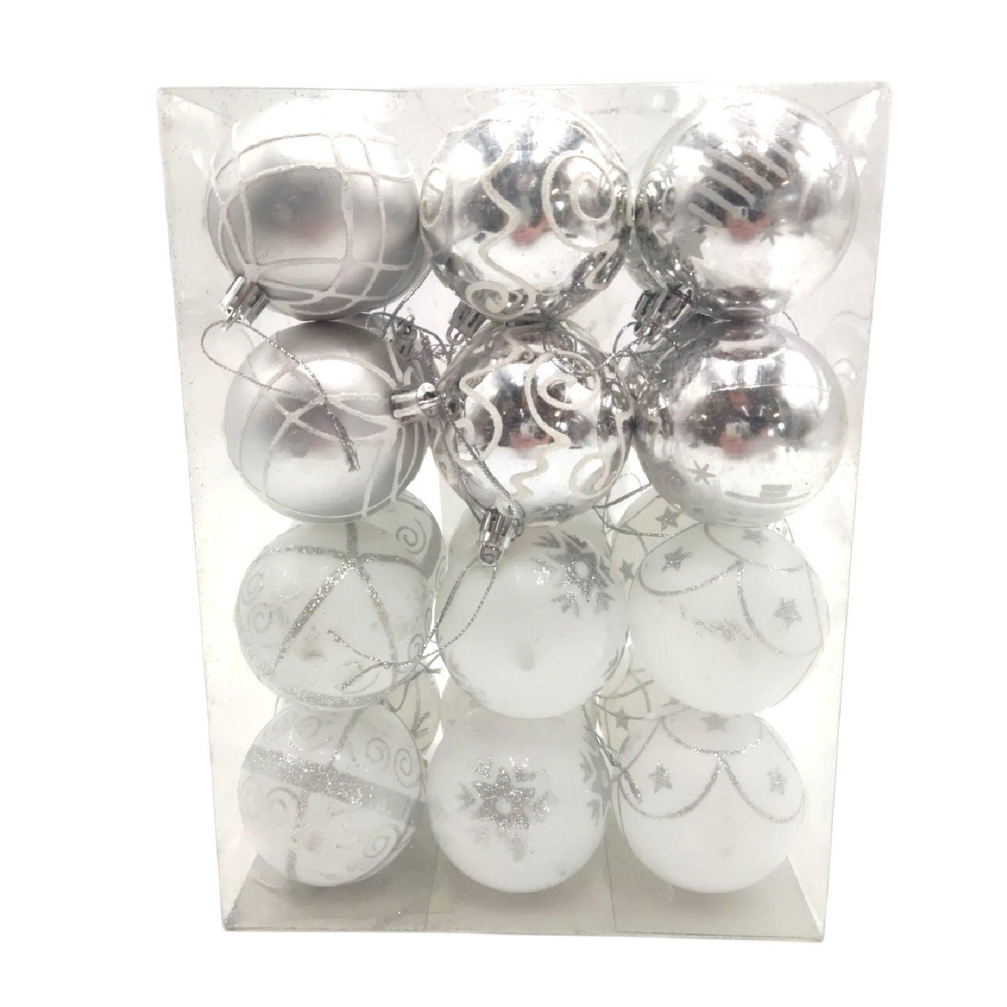 LIHAO 24 Stück Weihnachtskugeln Kunststoff Silber Baumkugeln 6 cm Dekorationfestlich§