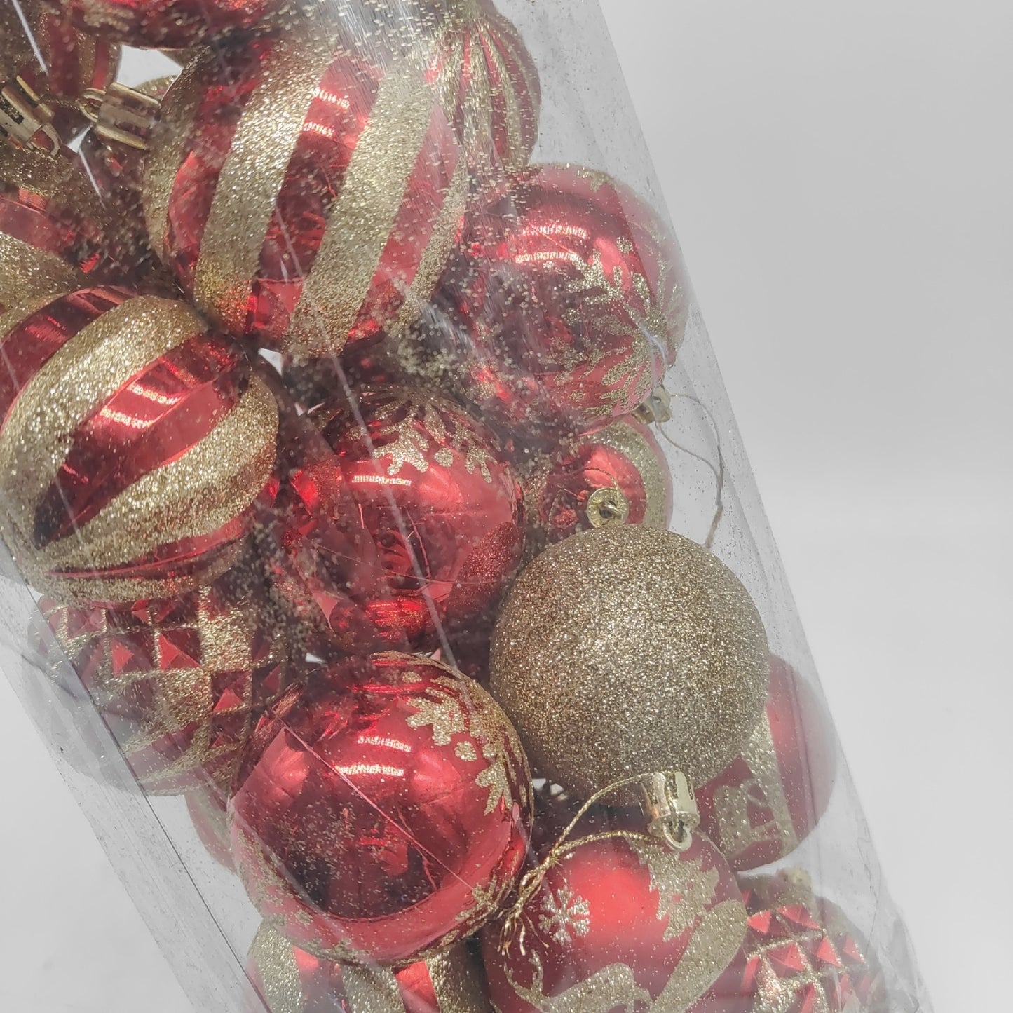 Weihnachtskugeln Set Dekoration Tann Baum 30 Stück Rot Gold festlich le
