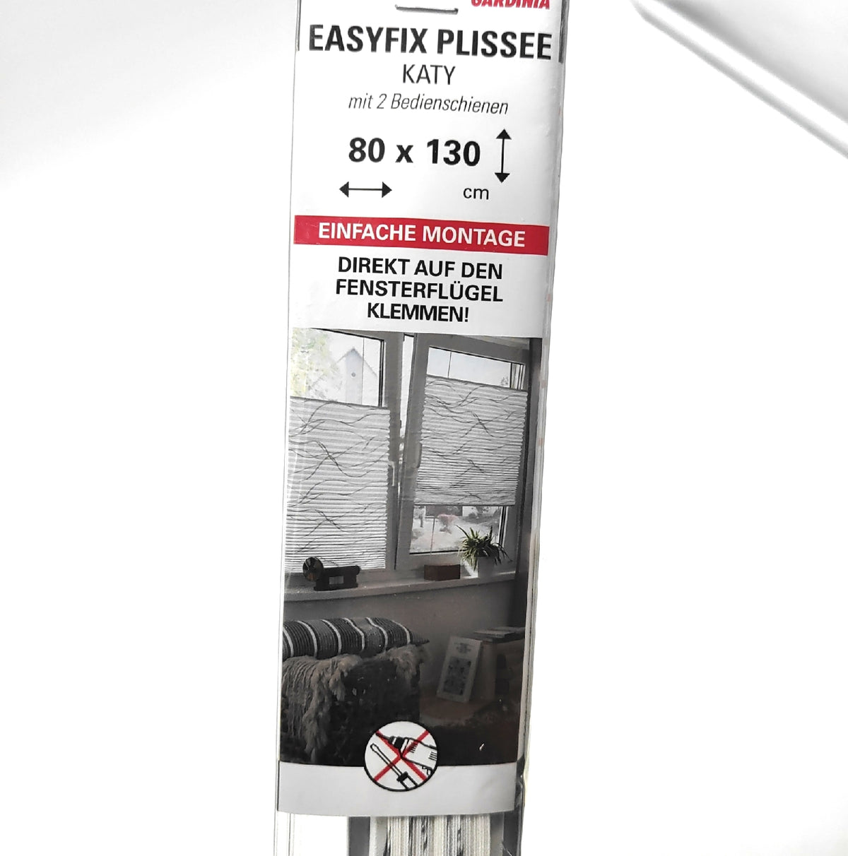 Gardinia Easyfix Katy Wave Plissee zum Klemmen Blickdicht Faltrollo Weiss 80 x 130 cm