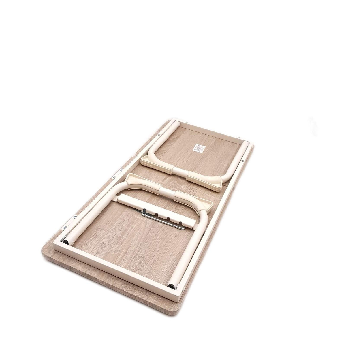 MEUBLE Cosy Laptoptisch Frühstückstablett Höhenverstellbar Betttisch Laptopständer mit klappbaren Beinen für Sofa und Bett, Naturfarben + Weiß, 65x30x27.5cm
