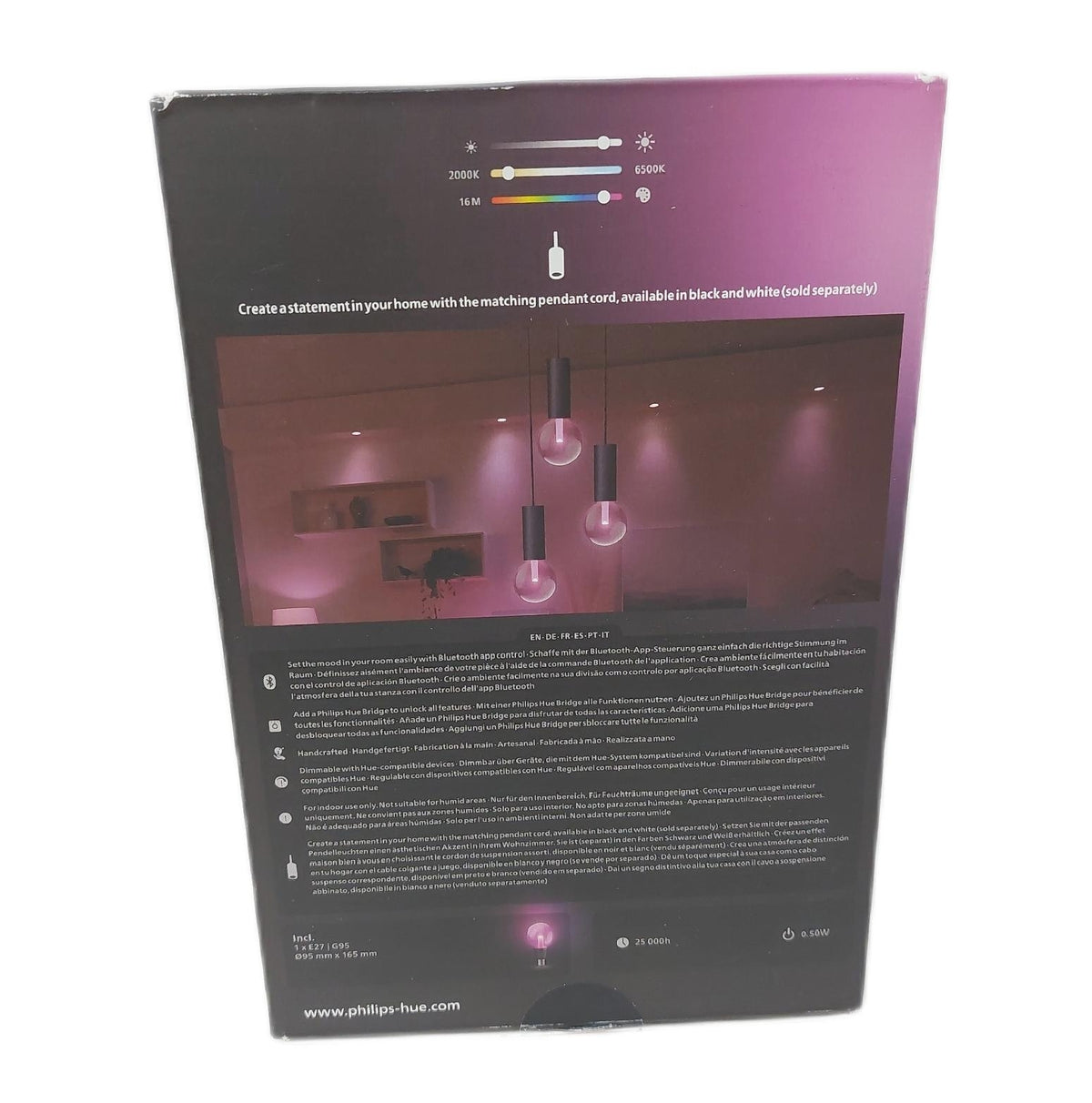 Hue Lightguide smarte Lampe Globe Form G95 kleine weiße farbige Beleuchtung e27