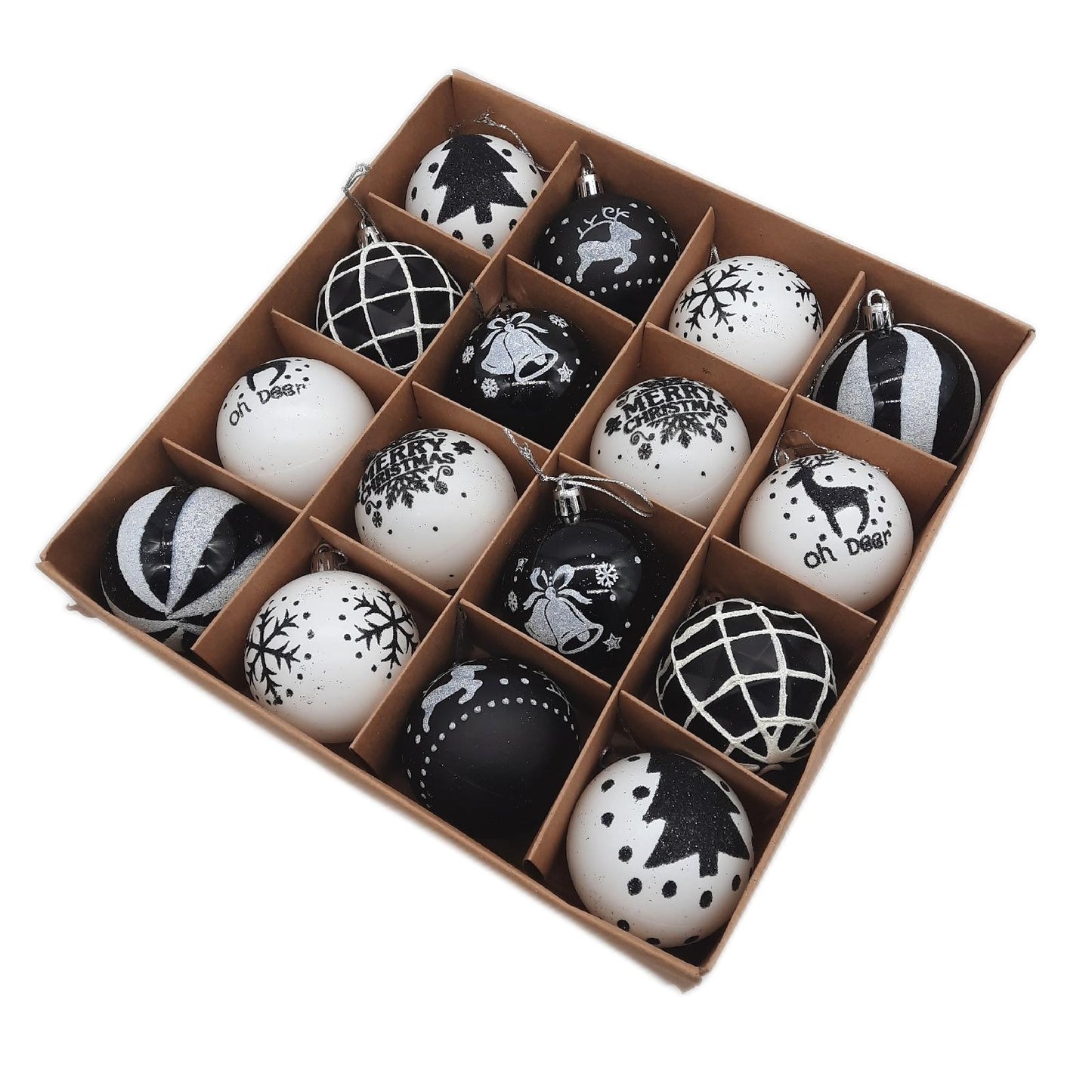 Ase Christbaumkugeln Weihnachtsdeko Kugeln Schwarz Weiß 16 Stück 6 CM