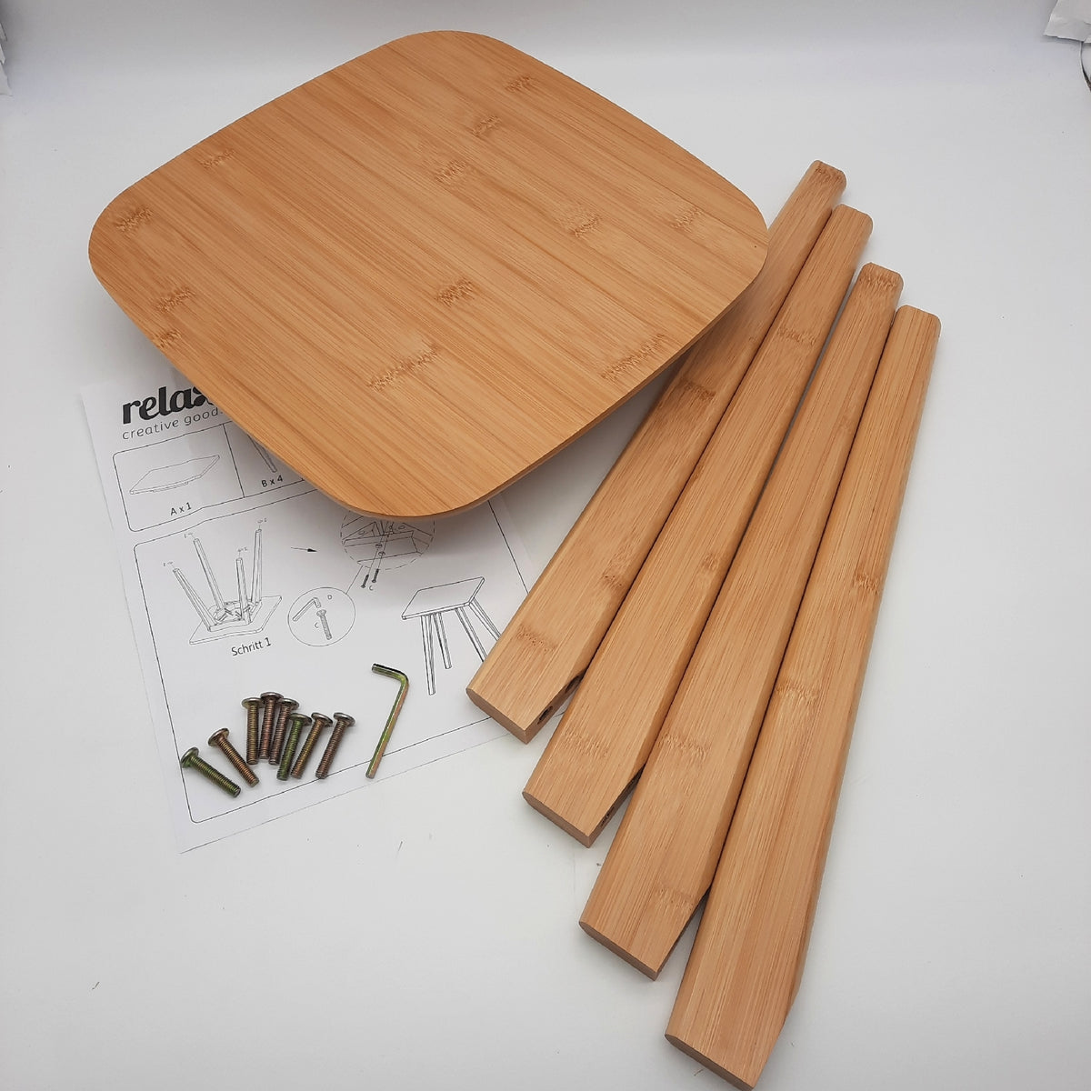 Relaxdays xdays Esszimmerhocker Bambus Sitzhocker Küche Flur Bad Holz H 46 B 33 cm