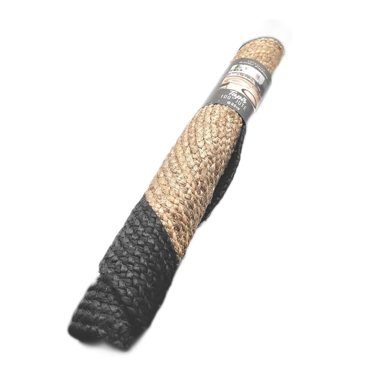 Douceur dInterieur Teppich Heimtextilien Salem schwarz zweifarbig rund Jute elegant