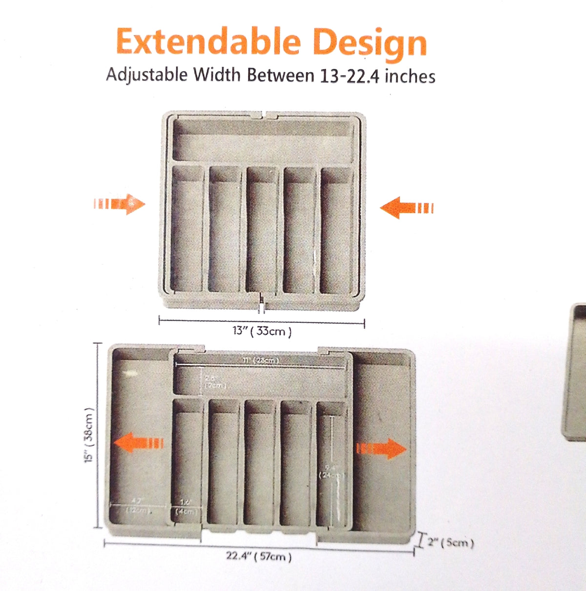 HIYAA Ausziehbares Utensilientablett Schublade Besteck Organizer Kunststoff Schwarz Küche