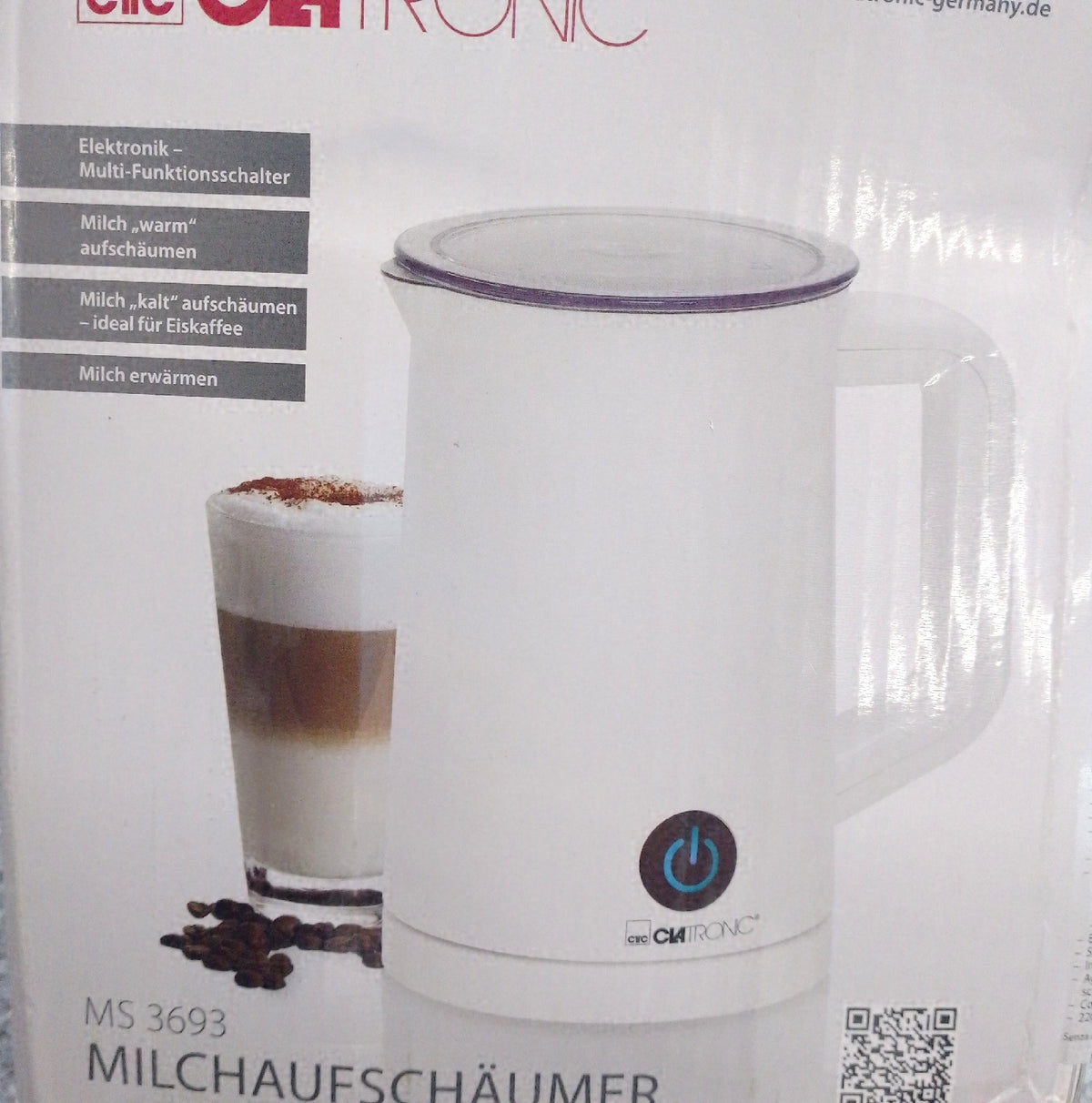 Clatronic Milchaufschäumer Milchschaum 3 Funktionen Behälter antihaftbeschichtet hochwertig robust leicht zu reinigen