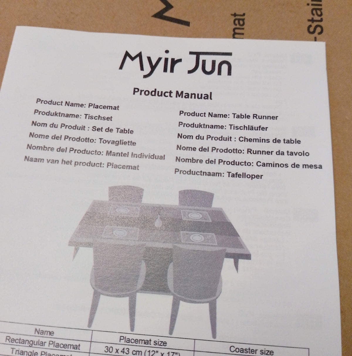 Myir JUN Tischläufer Modern Abwaschbar Outdoor Hitzebeständig PVC