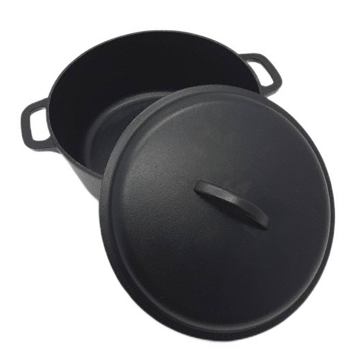 AmazonBasics - Schmortopf aus bereits eingebranntem Gusseisen, zwei Griffe, 6,62
