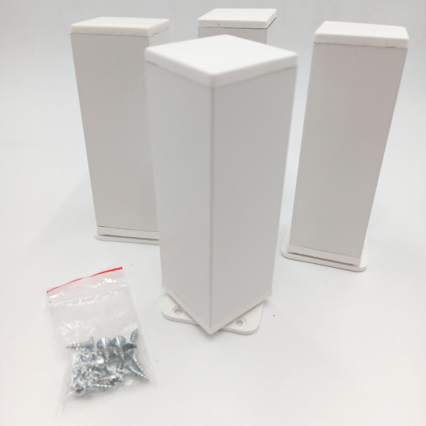 Alusfera Möbelfüße - Höhenverstellbar - Möbelfüße Verstellbare - Möbelfuß - Schrankfüsse - Möbelbeine 4 Stück 40x40mm - Metal Füße für Möbel 120mm - Möbelzubehör - Weiß