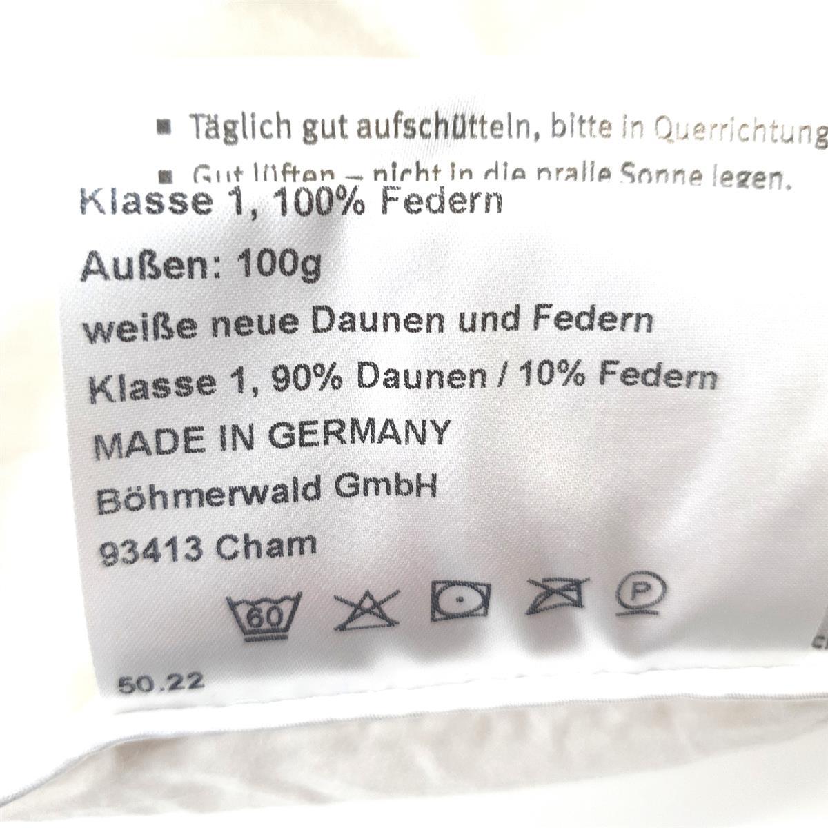 Linea Exclusiv Dreikammer Kopfkissen 40x80 weich 90 Prozent Daunen 10 Prozent Feder waschbar bis 60 Grad
