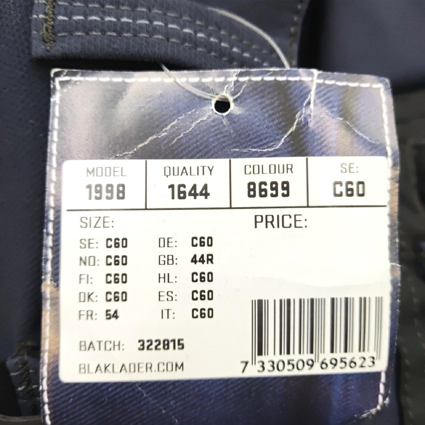 Blaklader 199816448699C60 4-Wege Stretch X1900 Handwerker Arbeitshose, Dunkel Marineblau/Schwarz, Größe C60