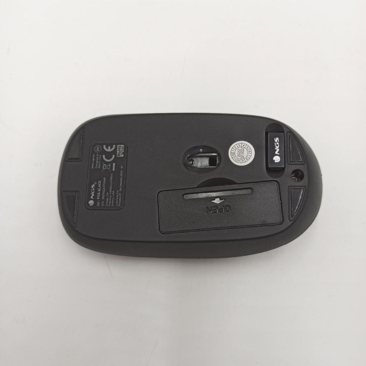 NGS Fog Black Kabellose Optische Maus 2.4GHz Computer- oder Laptop-Maus mit 2 Tasten und Scrollfunktion 1000dpi für Links- und Rechtshänder Schwarz