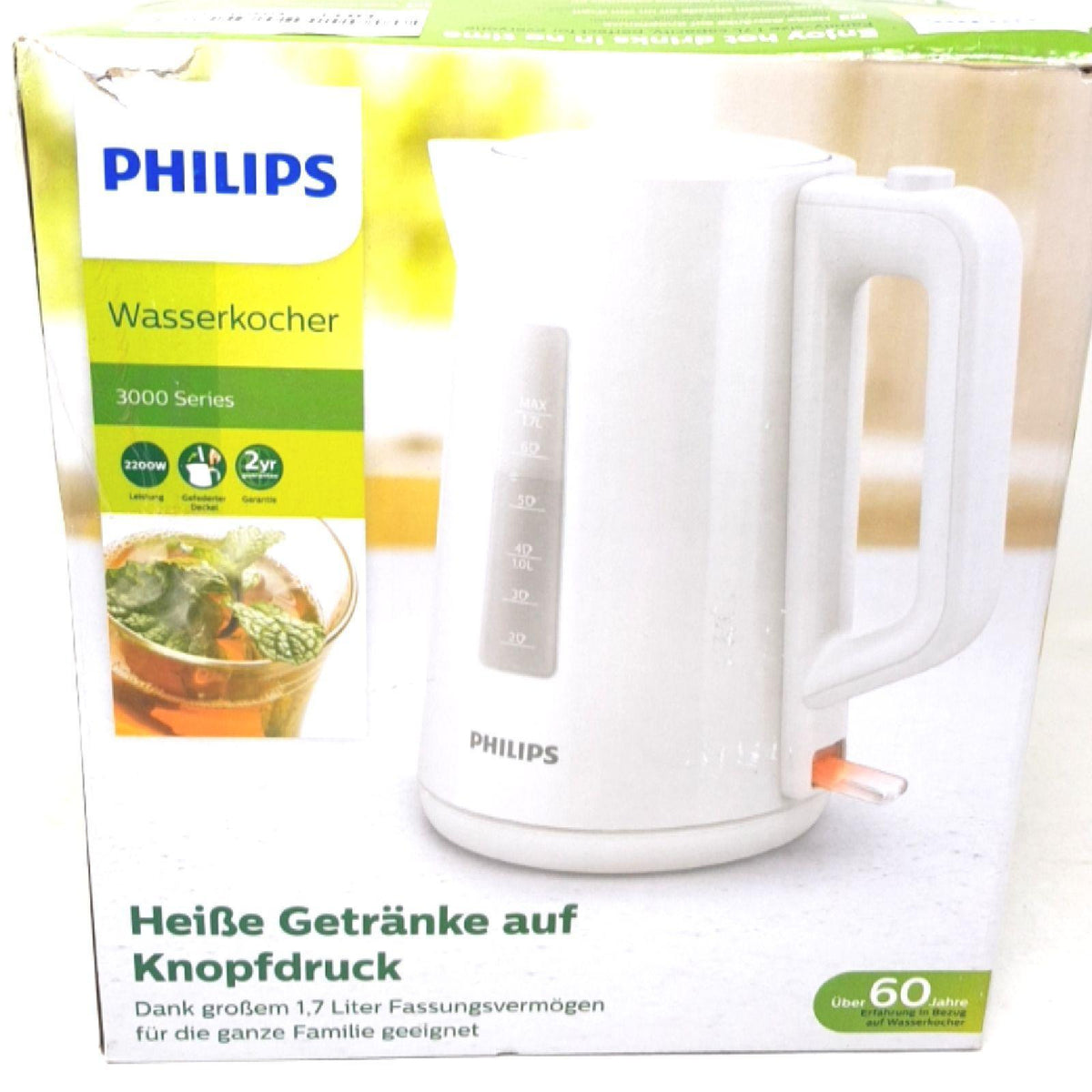 Philips HD931800 Wasserkocher Serie 3000 17 l LED Anzeige Weiß elektrisch schnell