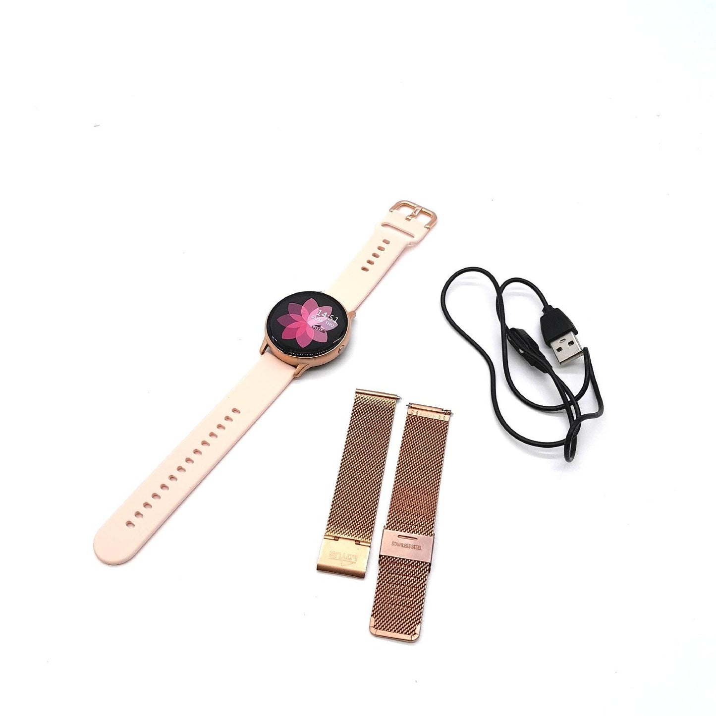 Lotus Smartime Digital Damen Armbanduhr aus Edelstahl mit Milanaise-Armband in der Farbe Roségold 43 mm