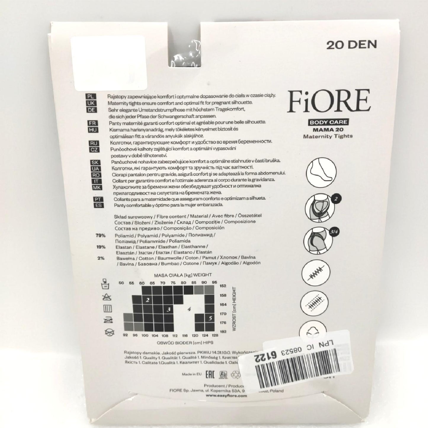 Fiore Damen Umstandsstrumpfhose Bodycare Schwarz S Europa Komfort Alltag