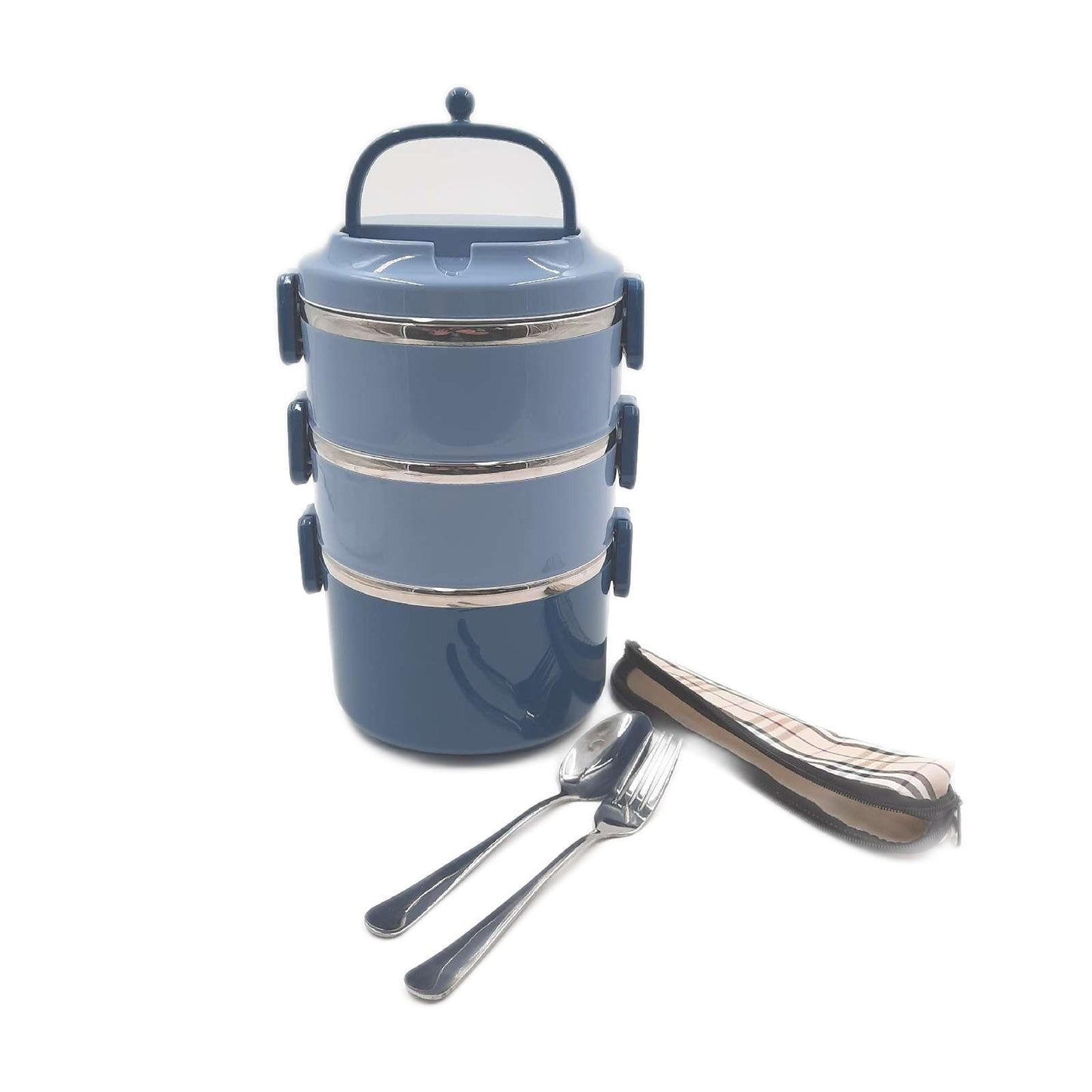 Sanqiahome Lunchbox Mehrwegbehälter Haushalt Edelstahl Auslaufsicher Stapelbar Blau