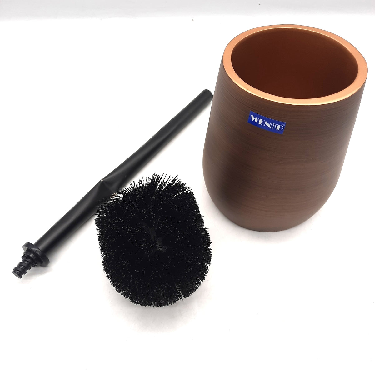 WENKO WC-Garnitur Mod. Palena Toilettenbürstenhalter aus Polyresin inkl. Toilettenbürste mit auswechselbarem Bürstenkopf zur hygienischen Reinigung Ø 12 5 x 37 cm Bronze