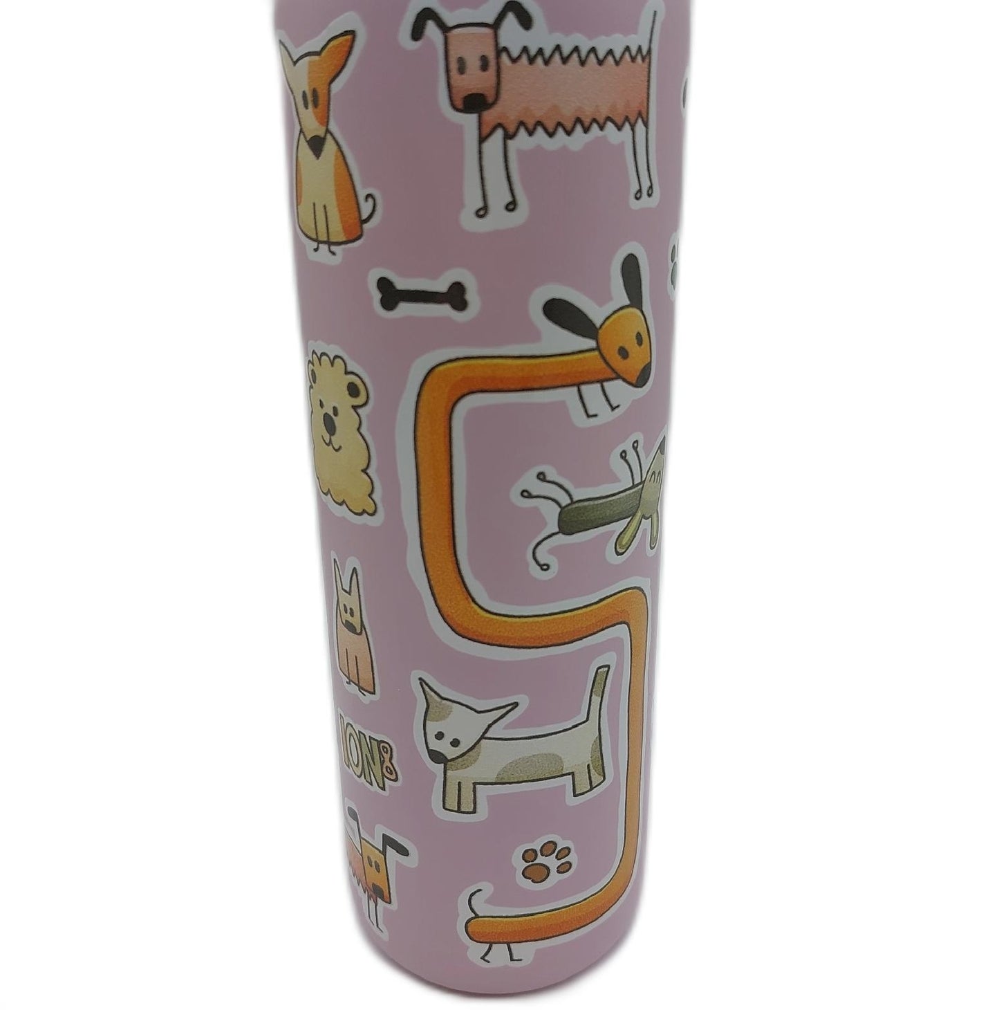 ion8 Trinkflasche Stahl Isolierflasche 600 ml Klappdeckel Rosa Hunde Outdoor Sport