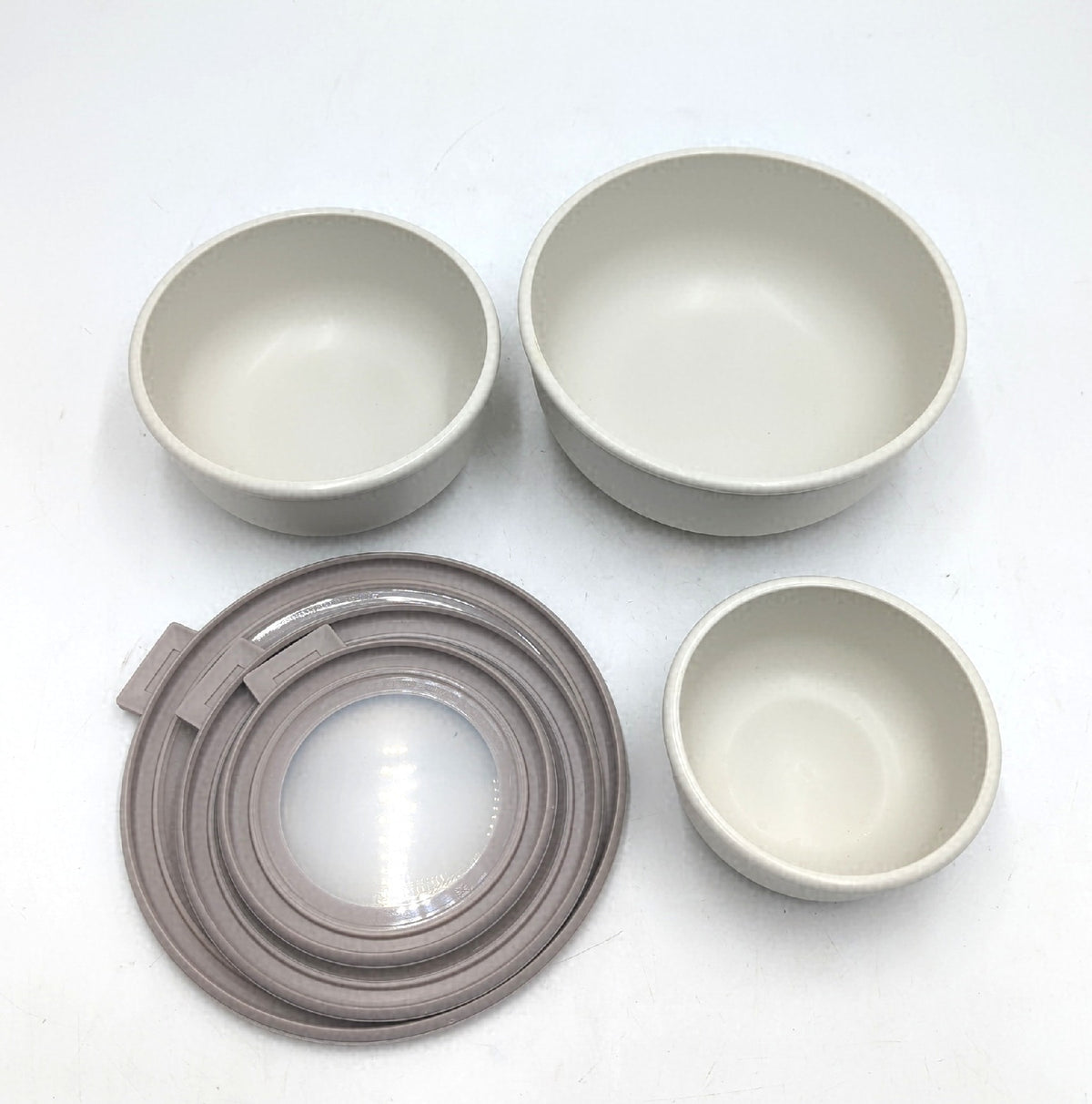 Mepal Cirqula Multischuessel Set 3 Teilig Nordic White mit 350 750 1250 ml Deckel leichte Kratzer