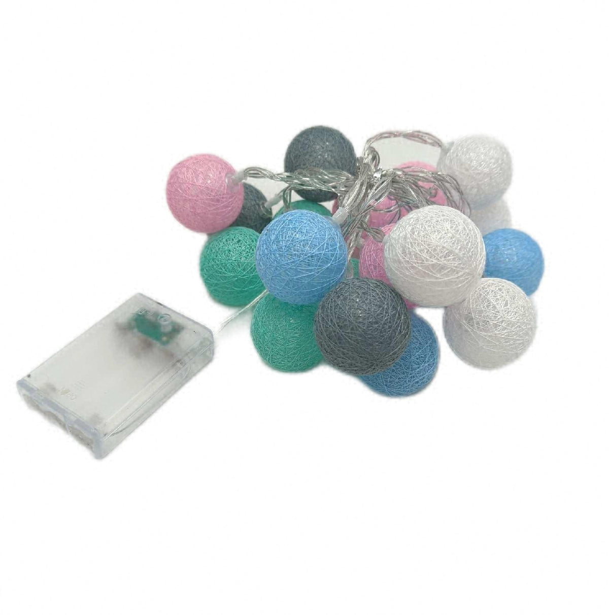Baumwollkugeln Lichterkette Batterie 3M 20 LED Beleuchtung 4cm Kugeln Dekolichterkette