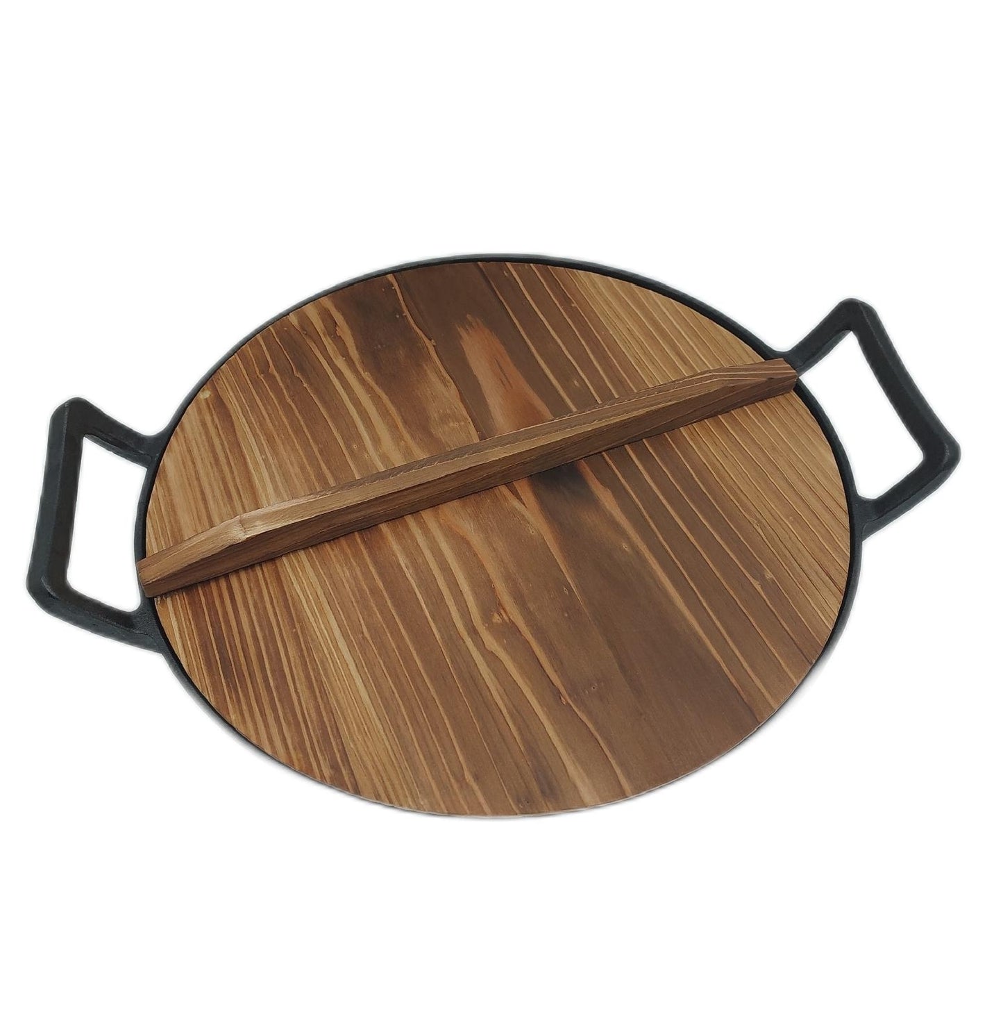NutriChef Wok Pfanne Kochgeschirr 55 Liter Herd und Holzdeckel Aromatisch vielseitig kräftig