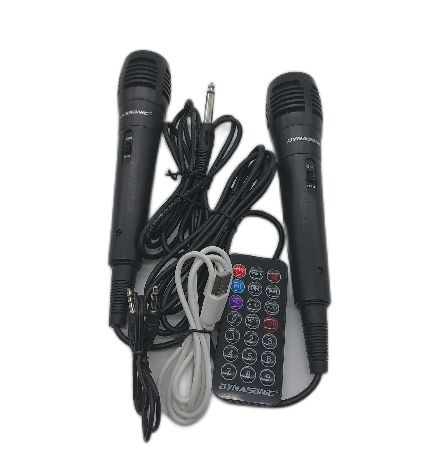DYNASONIC Karaoke 2 Mikrofonen tragbarer Karaoke Maschine Bluetooth Lautsprecher