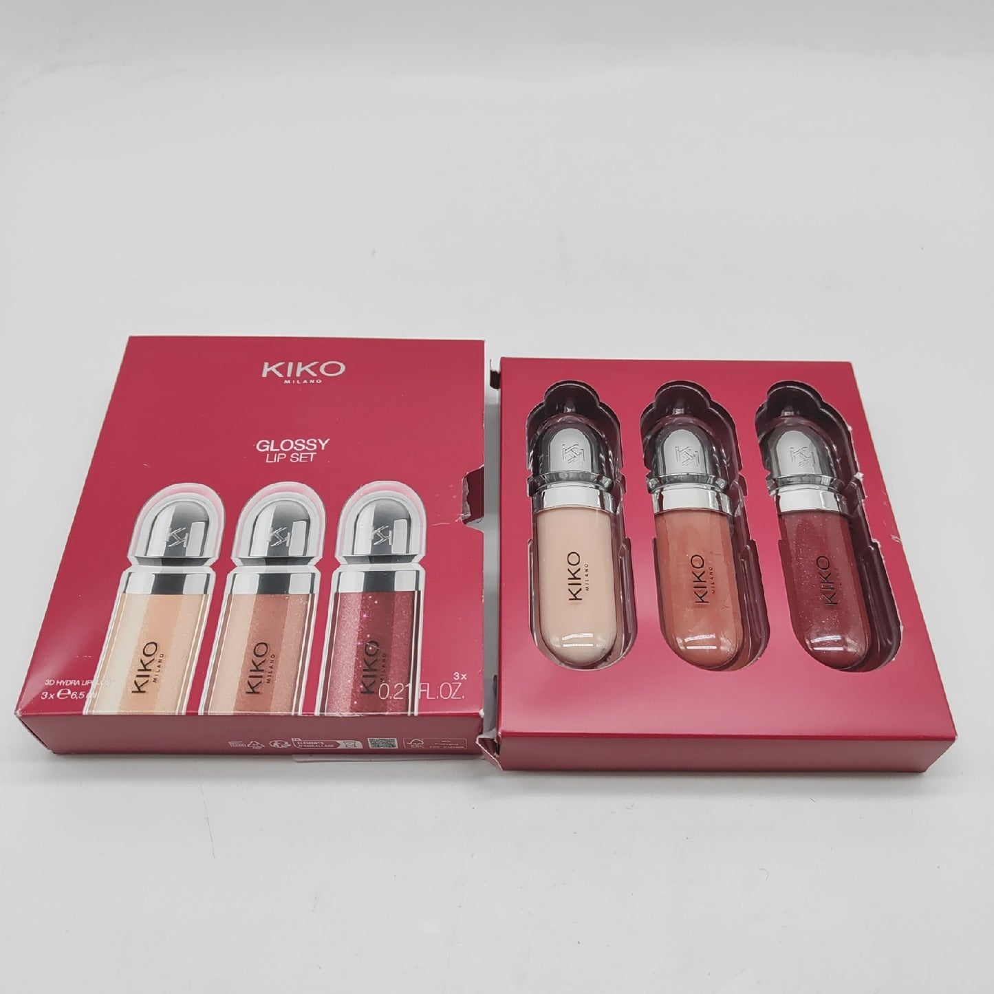 KIKO Milano Glossy Lip Set 03 Lippen-Set: 3 feuchtigkeitsspendende Lipglosses mit Geschenk-Effekt