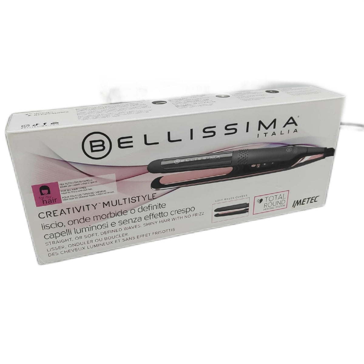 Bellissima Creativity Multistyle Glätteisen, glattes oder gewelltes Haar, Keramikbeschichtung + Diamantpartikel + Keratin, flexible und heiße Platten auch an der Außenseite, 5 Temperaturen 150/230°C
