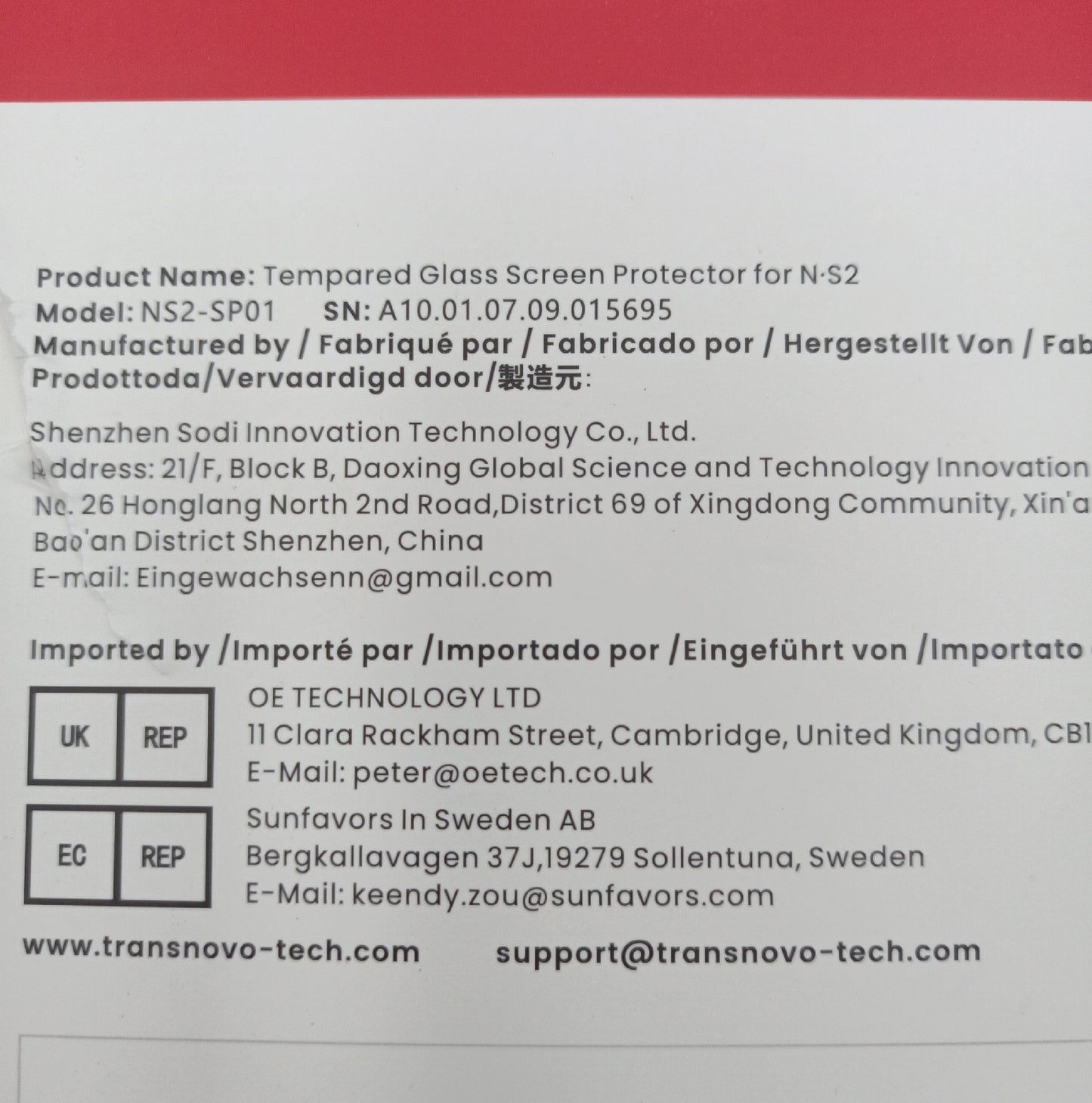 TRANSNOVO Displayschutzfolie Schutz Zubehör 2er Pack aus gehärtetem Glas entspiegelt für