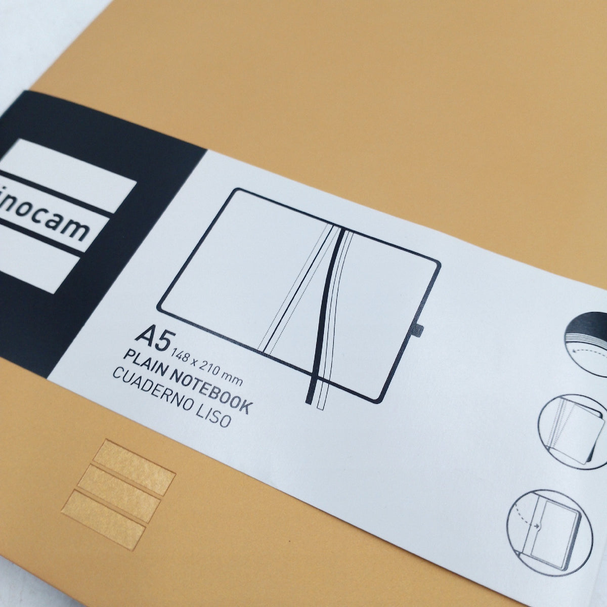 Finocam Nexo Notizbuch DIN A5 flexibler Einband blanko 72 Blätter mit Innentasche Stifthalter camel