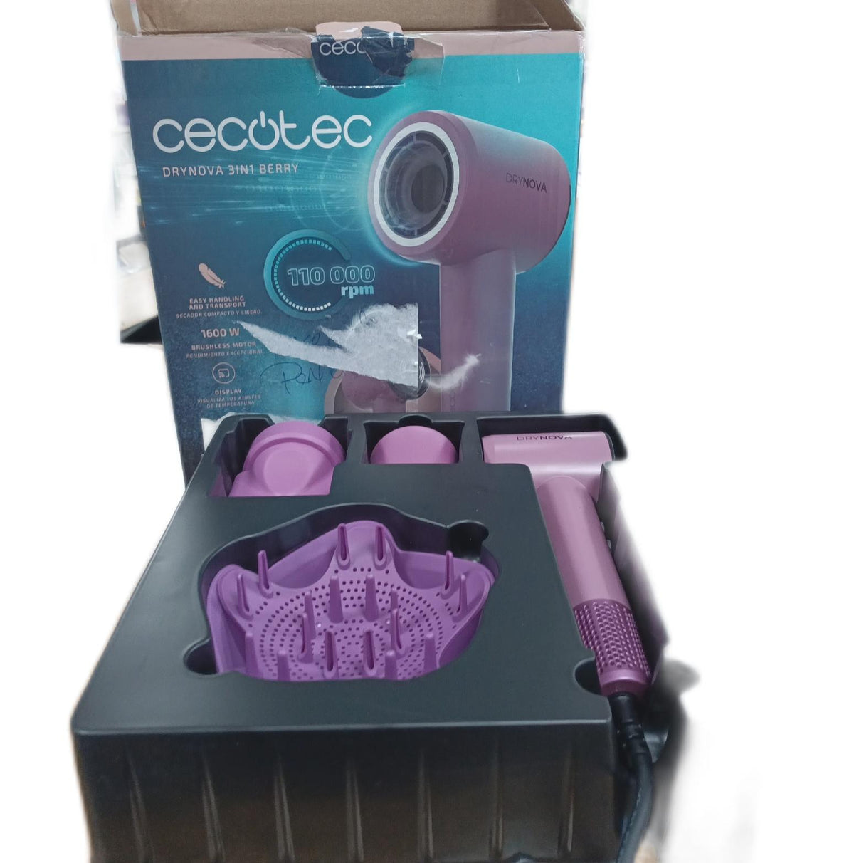 Cecotec Haartrockner BLDC Motor DryNova 3in1 Berry 1600