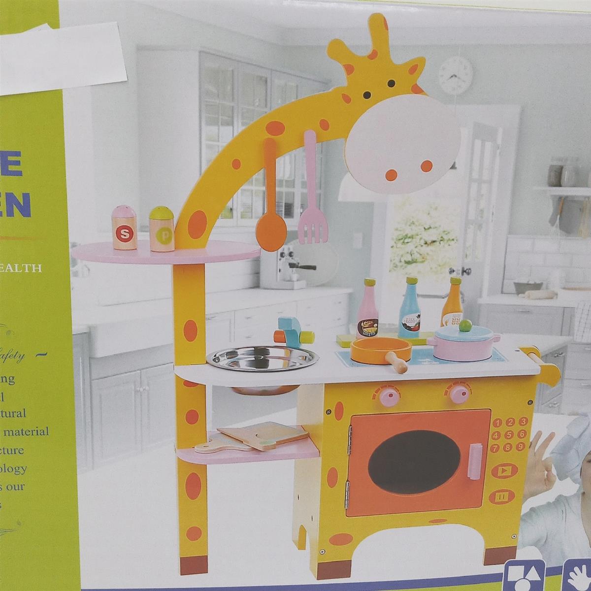 Arkmiido Spielküche Holz Giraffe Töpfe Küchenutensilien Schneidebrett Kochspaß