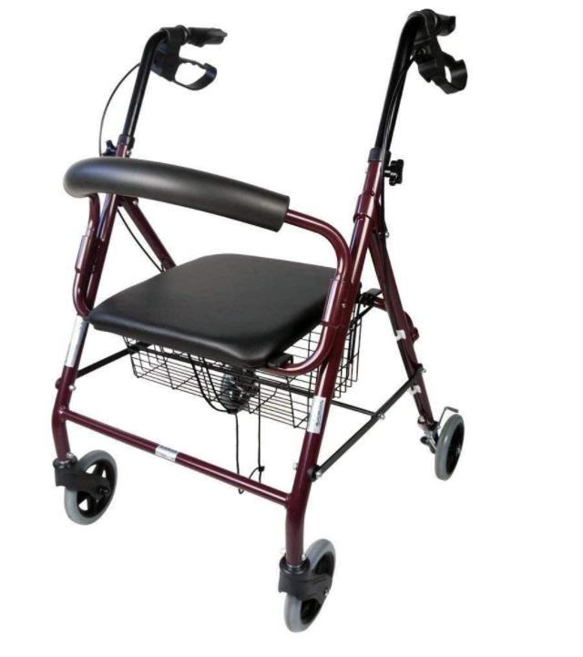 Mobiclinic, Rollator, Escorial, Europ?ische Marke, Gehilfe f?r Senioren, Gehwagen, Faltbar und Leichtgewicht, H?henverstellbar, Korb, Aluminium, mit Gepolsterter Sitz mit R?ckenlehne, Bordeaux(83,56€)