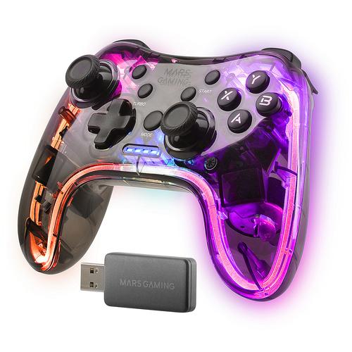 MarsGaming Wireless Controller Gamepad MGP 24 Gamer RGB Neon Dual Haptic Vibration Analog Jo