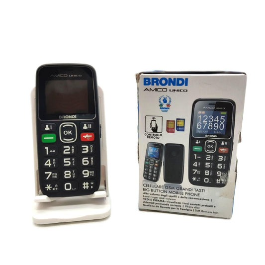 Brondi Amico Unique GSM Handy für Senioren mit großen Tasten, SOS-Taste und Remote-Funktion, Dual-SIM, hohe Lautstärke, Schwarz
