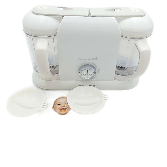 BÉABA Babycook Duo 4 in 1 Babynahrungszubereiter Dampfgarer XXL Fassungsvermögen 2x200 ml Weiss Silber Schnelles;Bitte um Zurückgesendet.