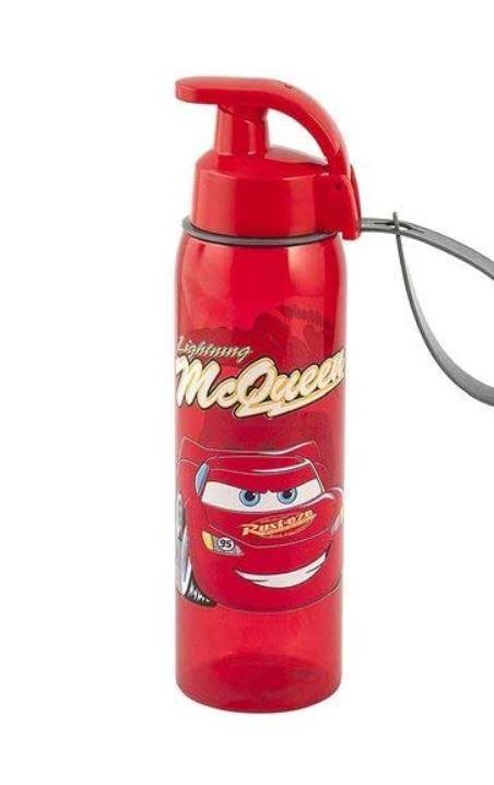 LULABI Disney CARS Kinder Plastikflasche Transport Motiv wiederverwendbar BPA frei praktisch Schule Schwimmbad 500 ml Rot Auto