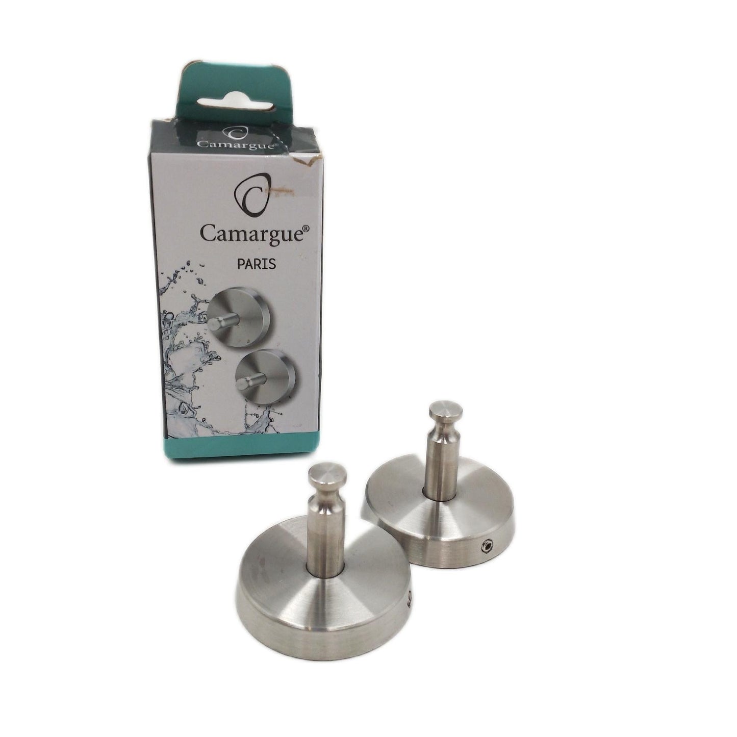 Camargue Handtuchhaken Badezimmerzubehör Paris Edelstahl Gebürstet moderne Optik Set 2 Stück