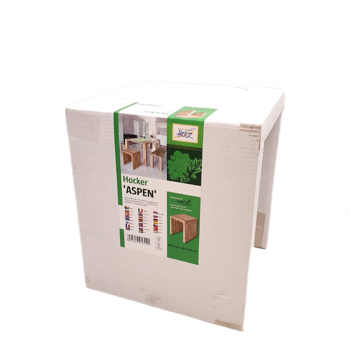 Exclusivholz Hocker Sitzmöbel Aspen Eiche Stabilität Komfort modern stilvoll robust