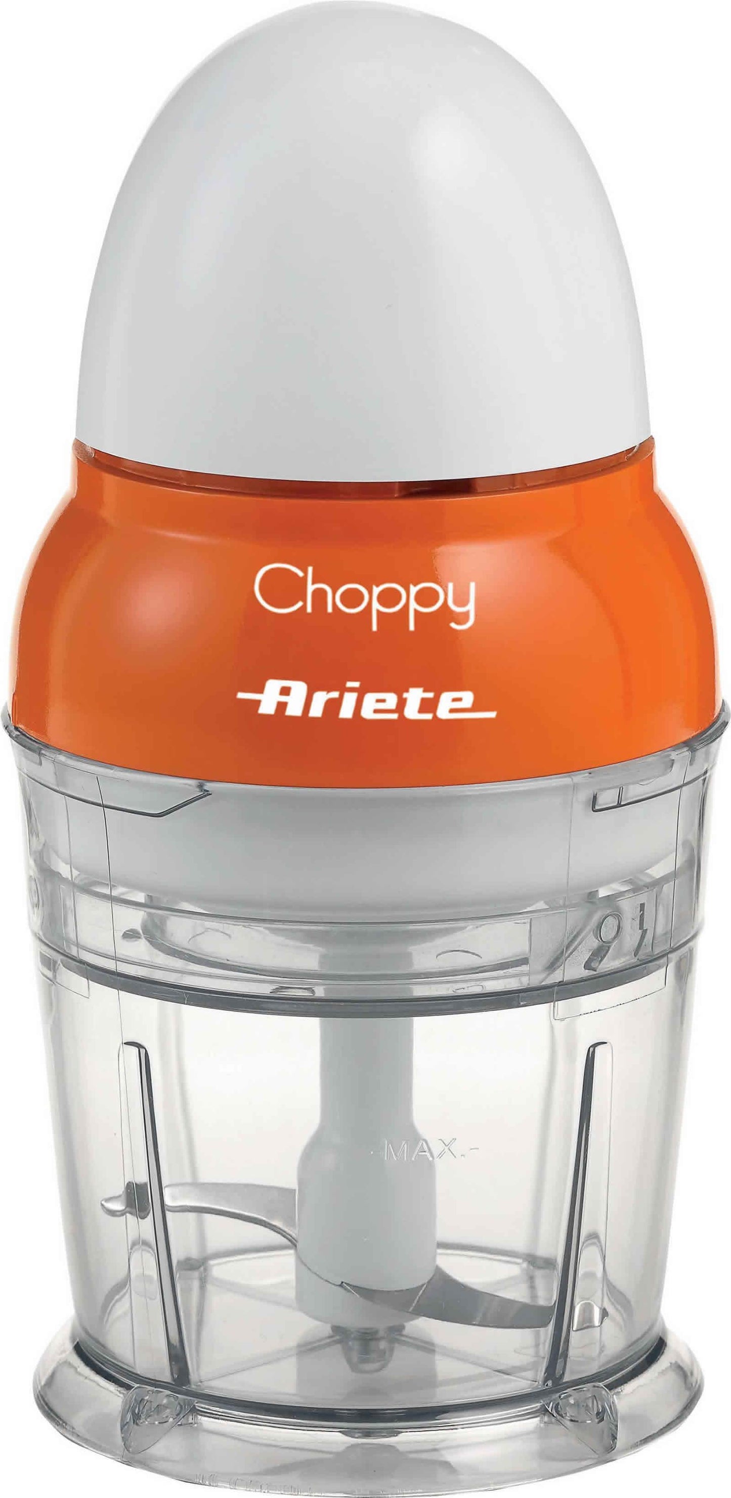 Ariete 1836 Choppy - Chopper mit Edelstahlklingen - startet durch Drücken des Deckels - 250 ml - 160 Watt - Orange