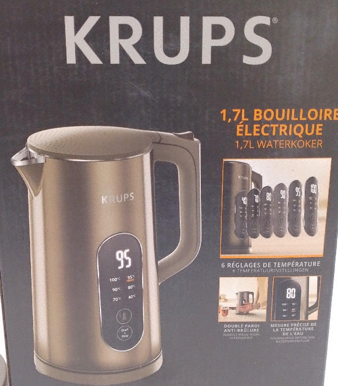 Krups Wasserkocher 6 Temperaturstufen Edelstahl Kratzer Delle