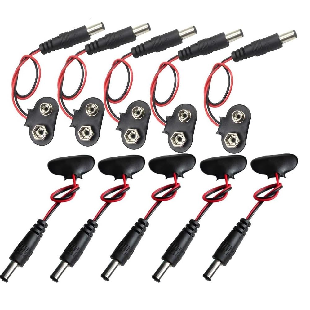 TECHZOCO Adapterkabel Elektronik Arduino 9 V Batterieanschluss DC Stecker kompatibel